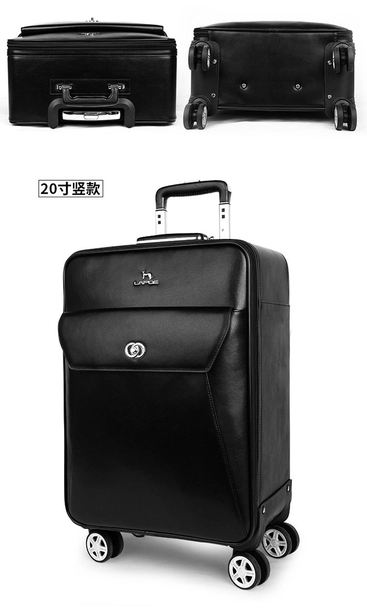 Genuine Top Layer Leather 16"20" Inch Built-in Trolley Wheeled Luggage Business Travel Boarding Luggage Bag Suitcase Case (CY5905)