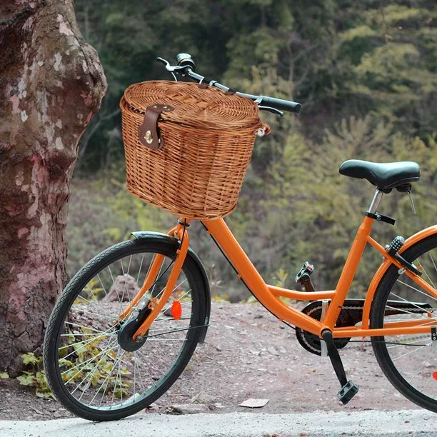 Bicycle Front Basket Wicker Picnic Basket