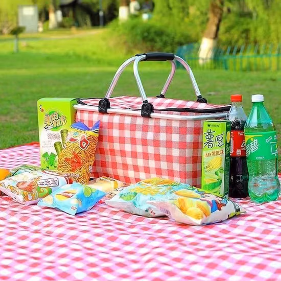 Cesta plegable para picnic, cesta hielera para picnic, cestas de picnic baratas plegables con aislamiento personalizado para niños
