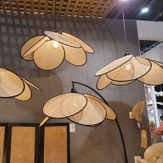 Pantalla de tejido de ratán, restaurante asiático, restaurante chino, comedor, sala de té, candelabro de mimbre, luz de ratán